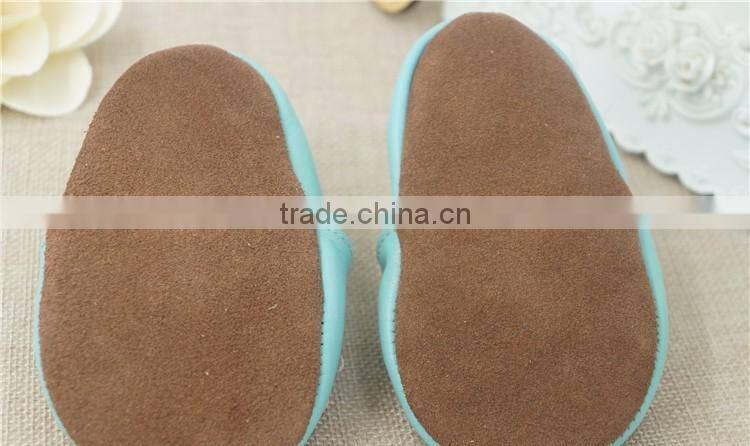 2016 Fashion Style Leather Shoes Crab Full Cowhide Infant Baby Shoes Blue Newborn Soft Bottom Prewalkers