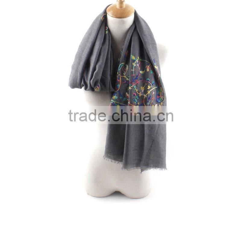 Retro Vintage Long Style Paisley Embroidery Cotton Hijab Ladies' Scarf