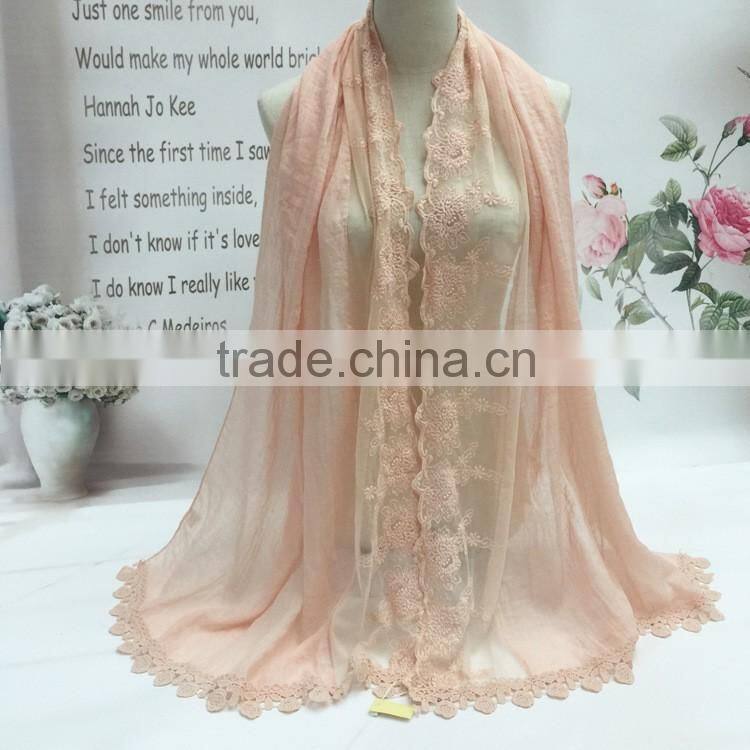 2016 Summer Spring Retro Flower Rattan Embroidery Cotton Linen Pashmina Shawl