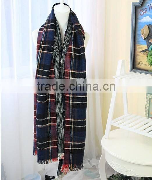 Wholesale Winter Fashion Wool Plaid Checked Ladies Pashmina Scarf