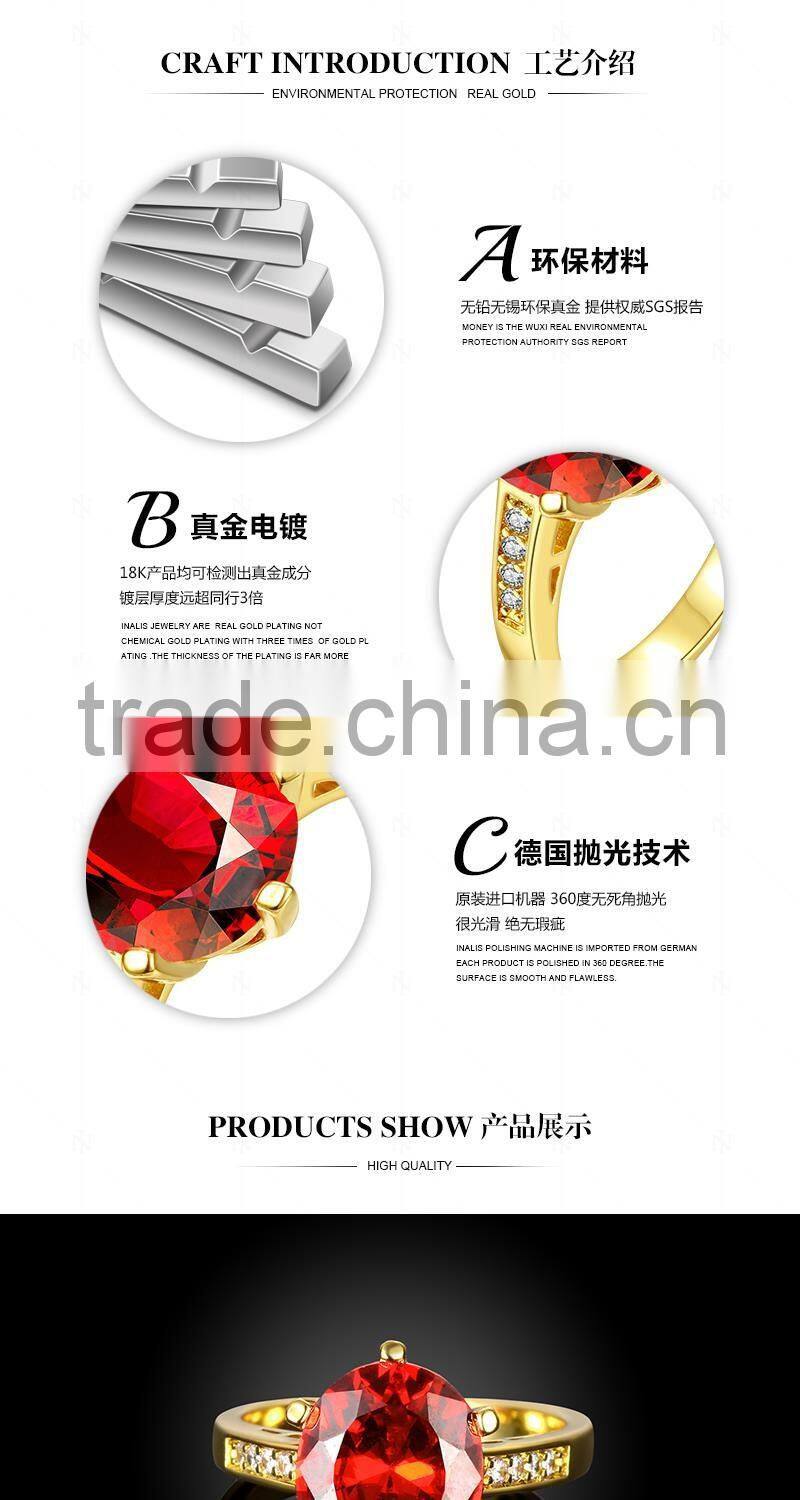 18k Plated Luxury Sapphire Gemstone Women Engagement Wedding Rings