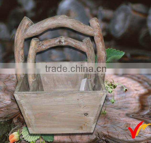 farm handmade vintage wood indoor hanging baskets