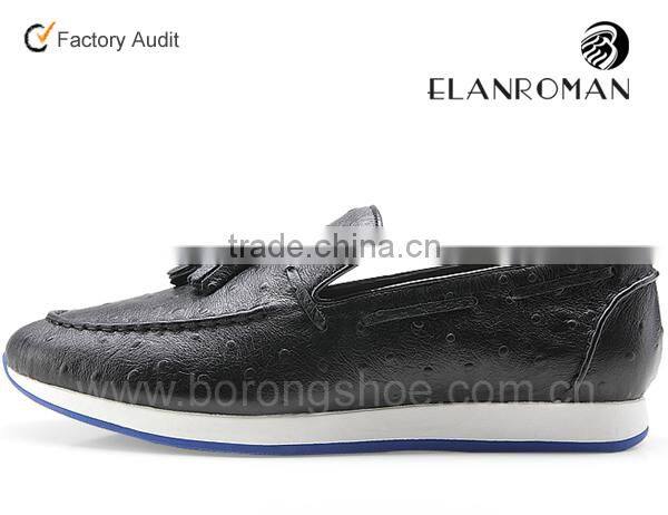 Ostrich grain british vintage style men tassel shoes loafer