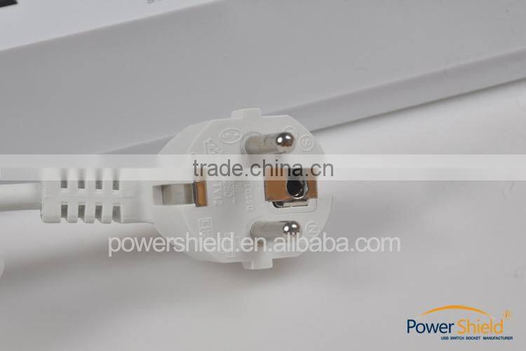 Pure Brass 4AC +6 USB Ports Charging Power Strip Surge Protector 230V 16A for Netherlands / Austria / Grace/ Russia