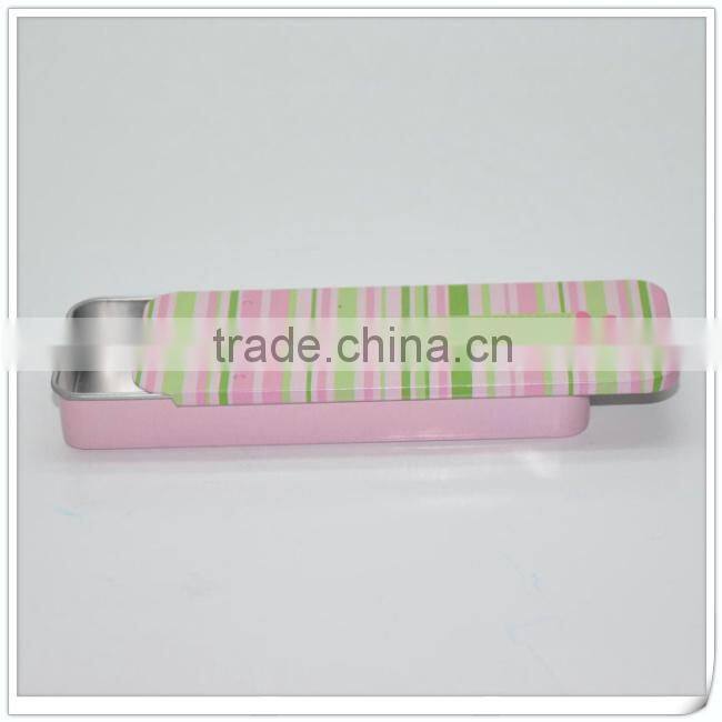 Rectangular tin box with sliding lid