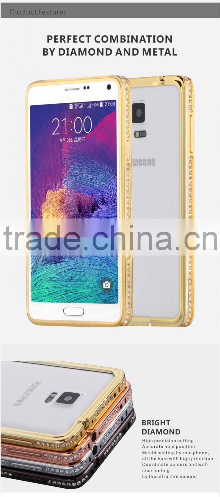 Diamond and Metal Phone Cases for Samsung Note 4