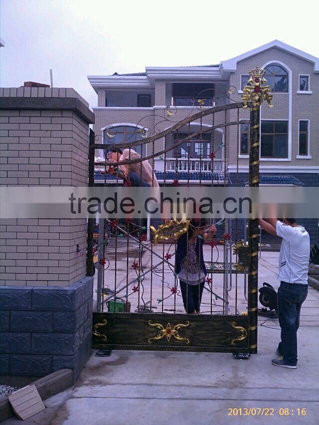 arc top wrought iron residential driveway fence gate