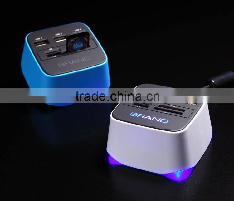 Computer SD TF M2 MS card reader with Usb Hub 2.0 LED COMBO