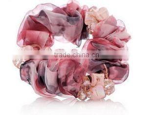 lace print korean elegant bead handmade scrunchy