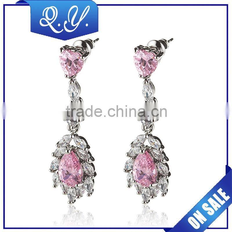 Latest Design Popular Jewelry Multi Zircon Tassel Earrings Factory Supply
