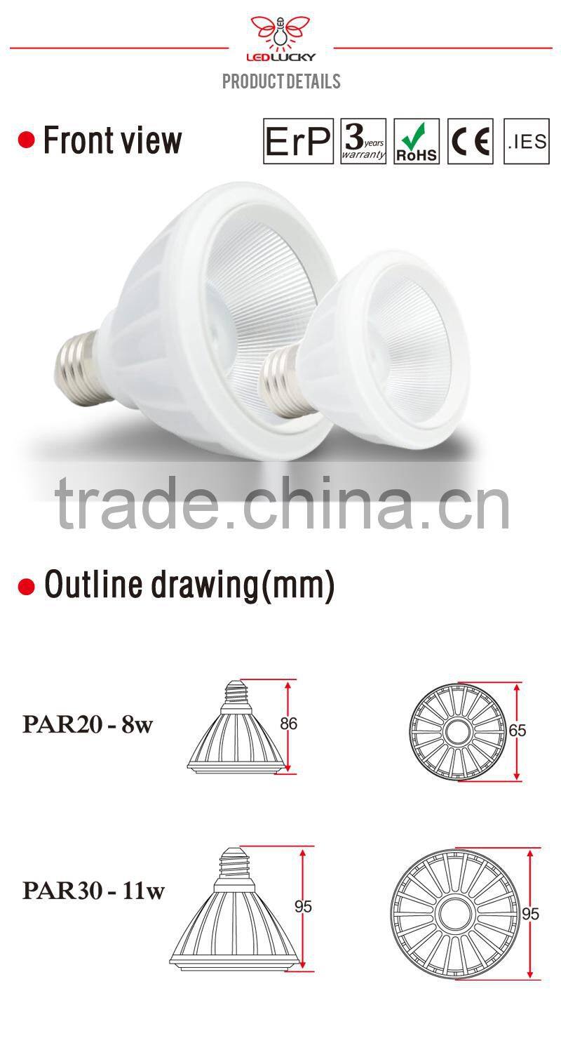 8W ErP CE and RoHS Approved E27 LED PAR Light/led ceiling light
