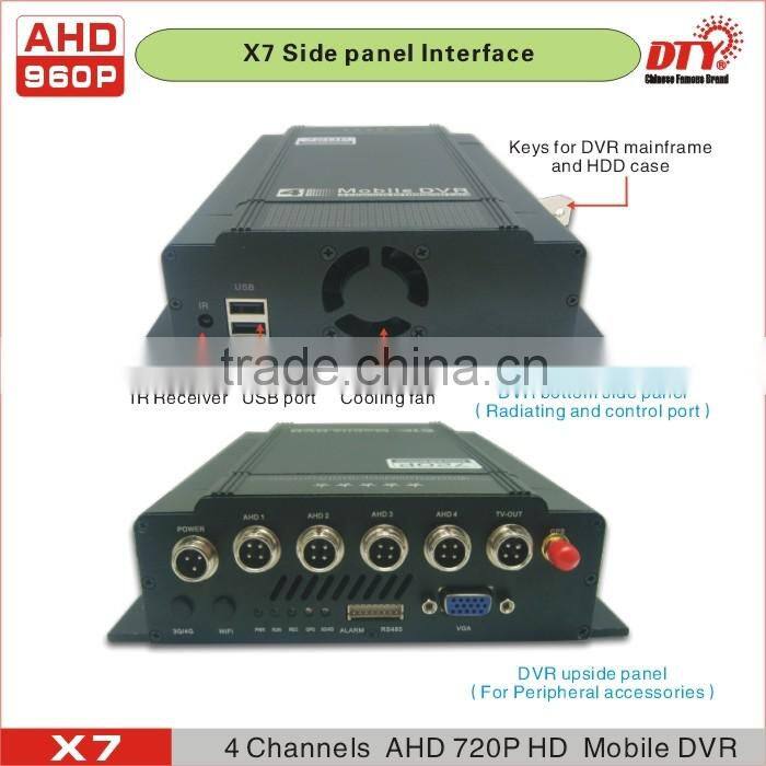 DTY 4H AHD H 264 mobile dvr for truck/ AHD DVR With built-in LCD screen