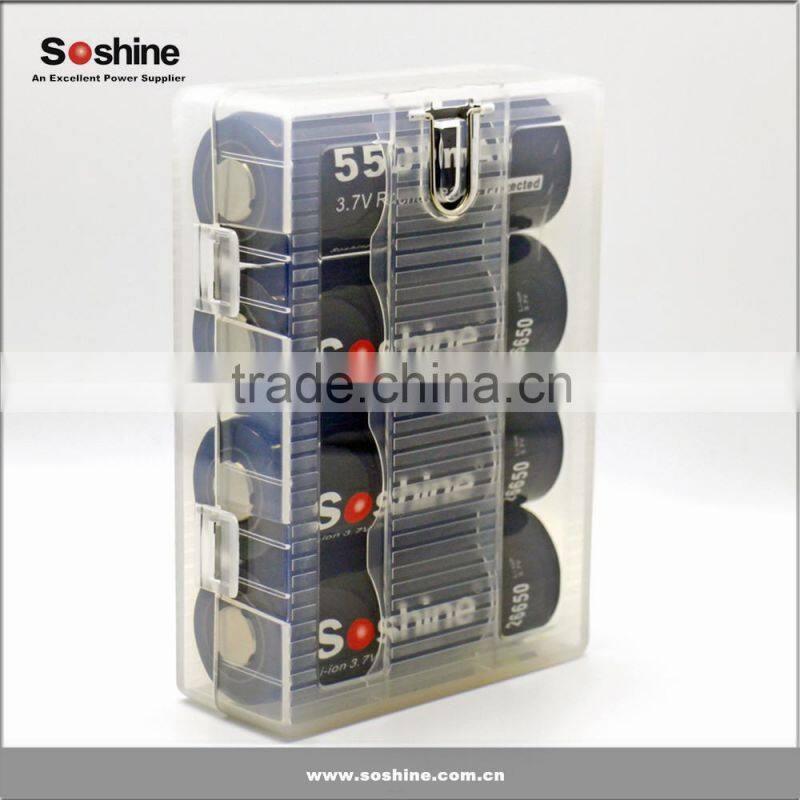 new Soshine 26650 battery holder case for 4pcs 26650 size batteries, plastic battery case