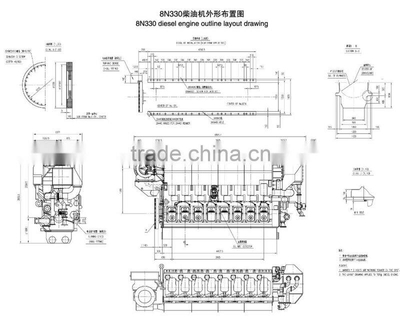 Zichai 8N330 Marine diesel engine with 4500hp