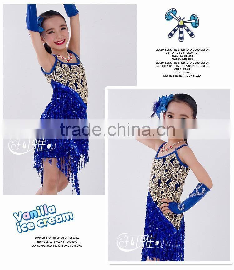 2016 High quality sexy latin dance dress children dancing performance costumes for firls