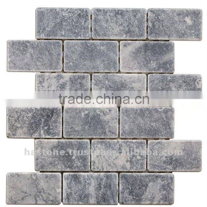 TUMBLED BLACK MARBLE MOSAIC STONE