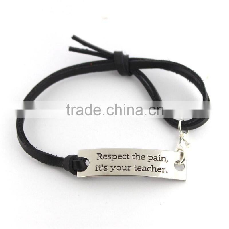 Personalized Leather Bracelets Personalized Bracelets With Engraved Alloy Charms