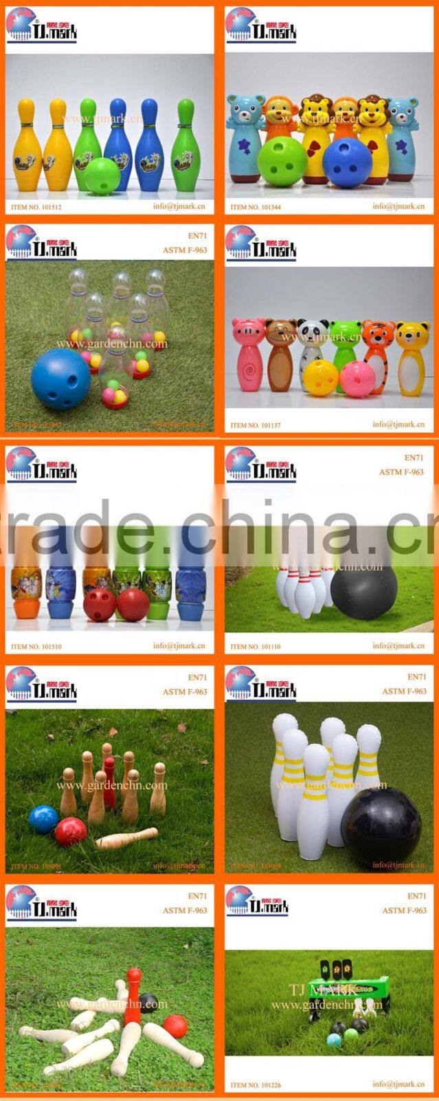Best quality bowling ball set/wooden skittle sport toy/wooden bowling