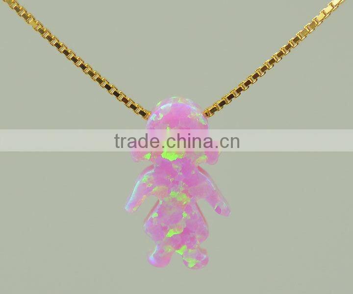 925 silver chains OP36 blue green synthetic opal gems opal boy shape pendants