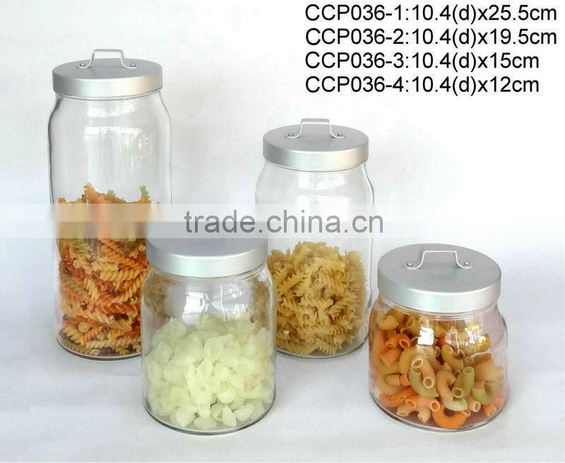 CCP036 frosted glass jar with aluminium lid