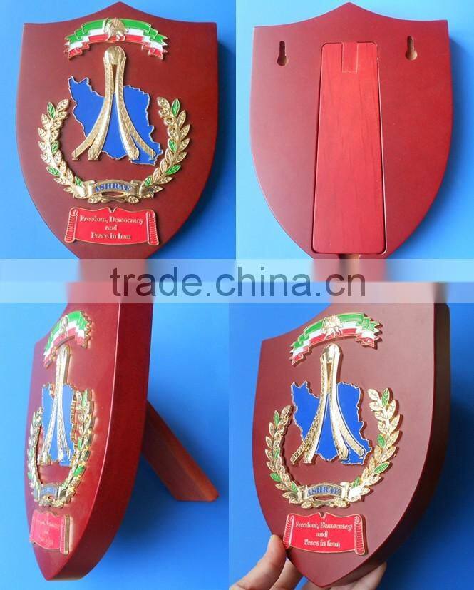metal gold logo plate wooden plaque shields gifts