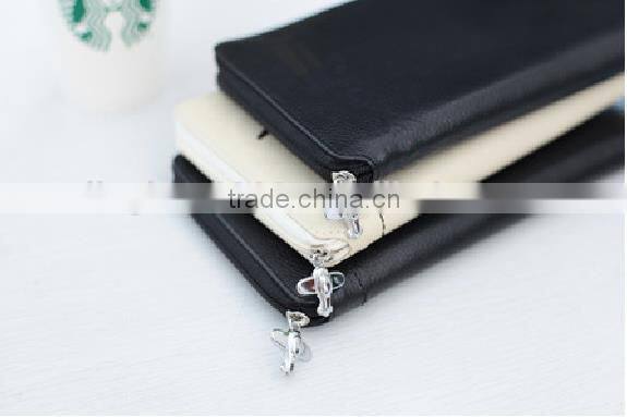 genuine Leather ID Wallet Clutch Checkbook Wallet Credit Cards Holder