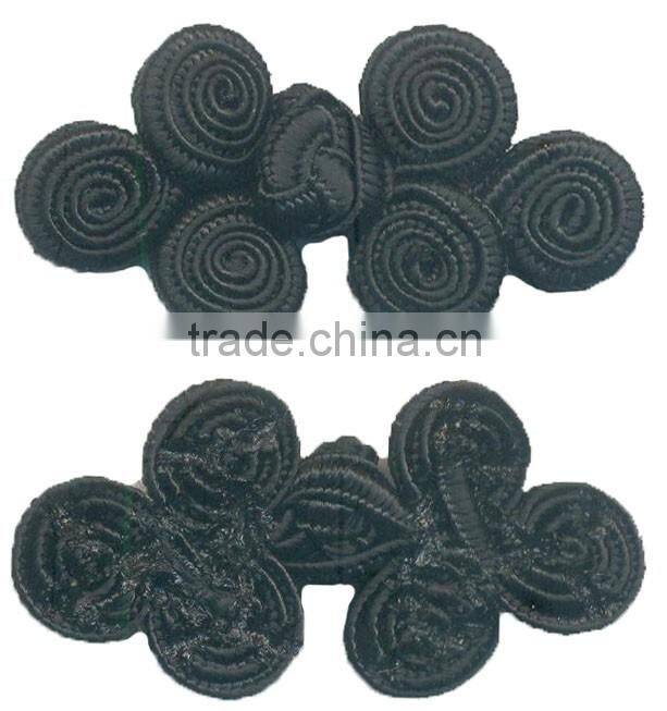 Height 2.5 Centermeter All Black Sew On 100% Nylon Chinese Knot Frog Buttons