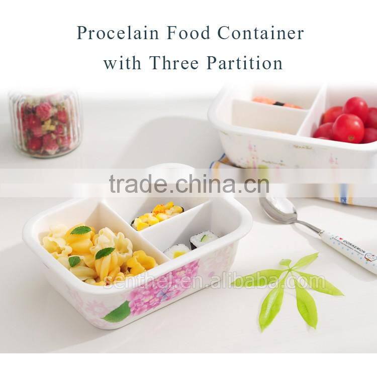 4-compartment Bento Lunch Box,Eco-friendly Safe Ceramic Food Container