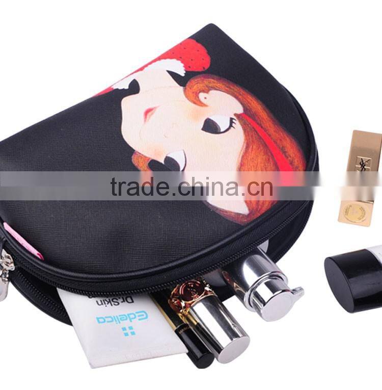 Wholesale PU cosmetic bag with long zipper