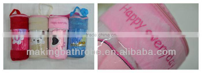 elegant patterns of Cartoon animal embroidered kids coral fleece baby & infant blanket