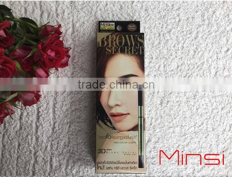 NO.1 brand Mistine 3D Efficiency 100% Performing makeup Waterproof Eyebrow Pancil + Eyebrow Powder +Setting Cream