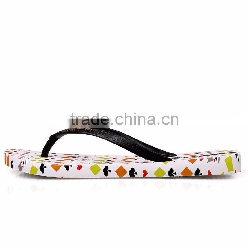 2016 the latest trend design printed white comfortable women spa flip flop slippers beach
