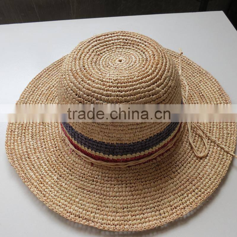 Fashion raffia straw crochet hat cheap