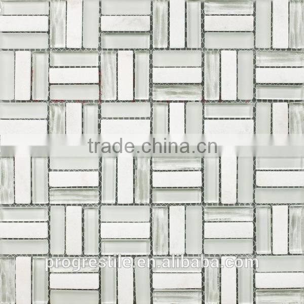 White glass stone mosaic tiles for home decorative mosaic(PML154824)