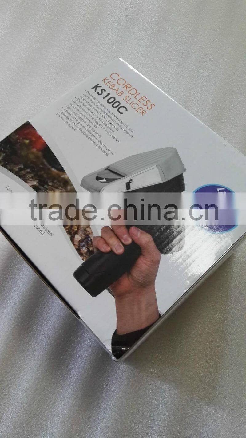 Factory supply new model 12V battery rechargeable cordless electric shawarma cutter with teeth blade