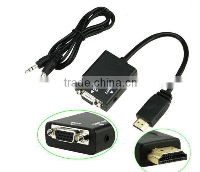 720P 1080i 1080P HDMI Male to VGA TV AV HDTV Converter Adapter With Audio Cable