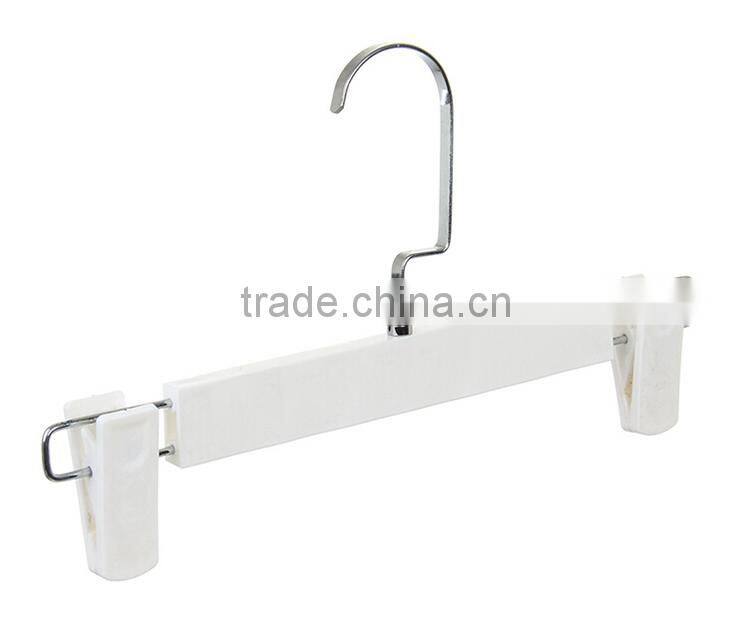 Square Hook White Plastic Skirt/Pant Hanger with Adjustable Clips