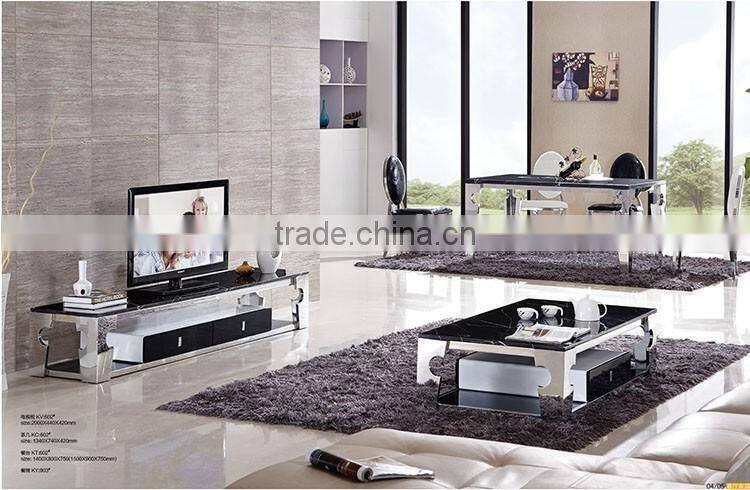Luxury marble top home living room furniture units in metal design