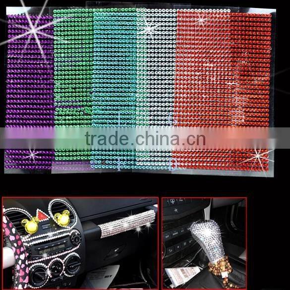 Colorful mirror phone car round rhinestone acrylic diamond sticker