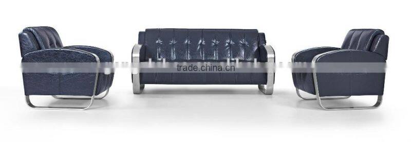 bright black PU leather office sofa single sofa metal armrest sofa G-310