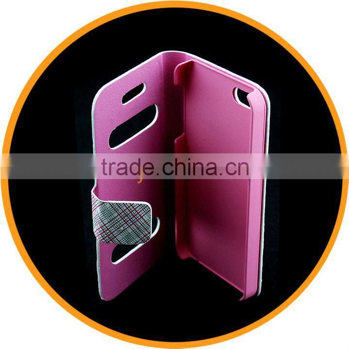 For iPhone 5 5G New Grid Leather Wallet Flip Pouch Hard Case Cover Pink from Dailyetech