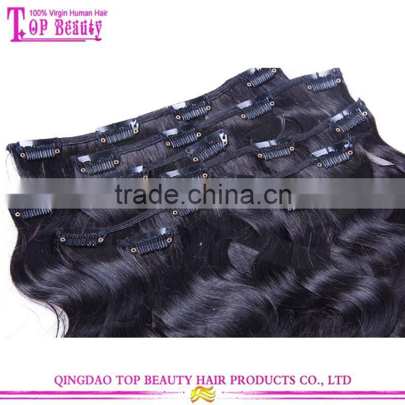 2016 Cheap factory price hot sale!!! double weft full head full cuticle clip in hair extension