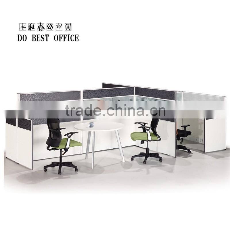 Latest design wooden table office partition for 4 person