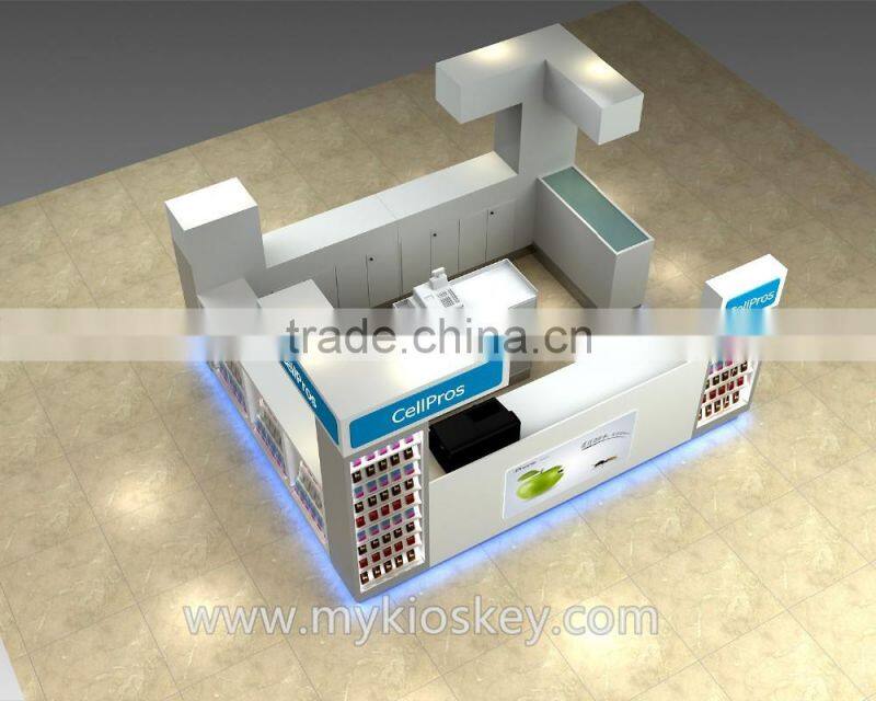 Square shape mall phone cases kiosk, cell phone cases display kiosk, cell phone accessories kiosk for sale