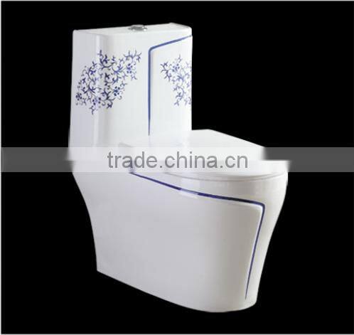 Ceramic decorate siphonic double hole excess eddy toilet bowl