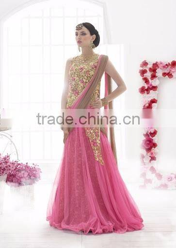 Green Net Lehenga Saree