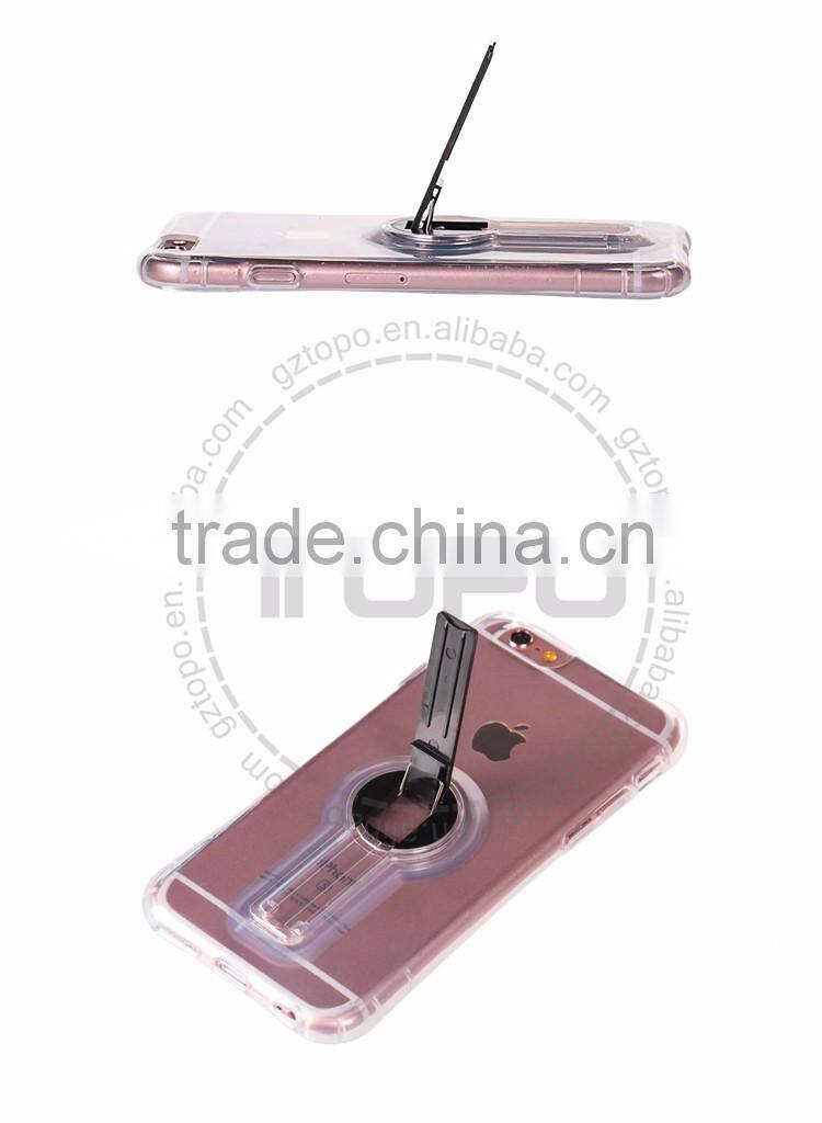 360 degree Round plastic bracket Transparent tpu back cover cell Phone accessory case For apple iphone 6 6S plus