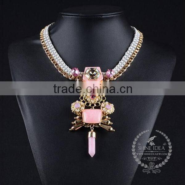 high quality vintage style crystal chunky statement necklace tin alloy fashion women pendant necklace 6390081
