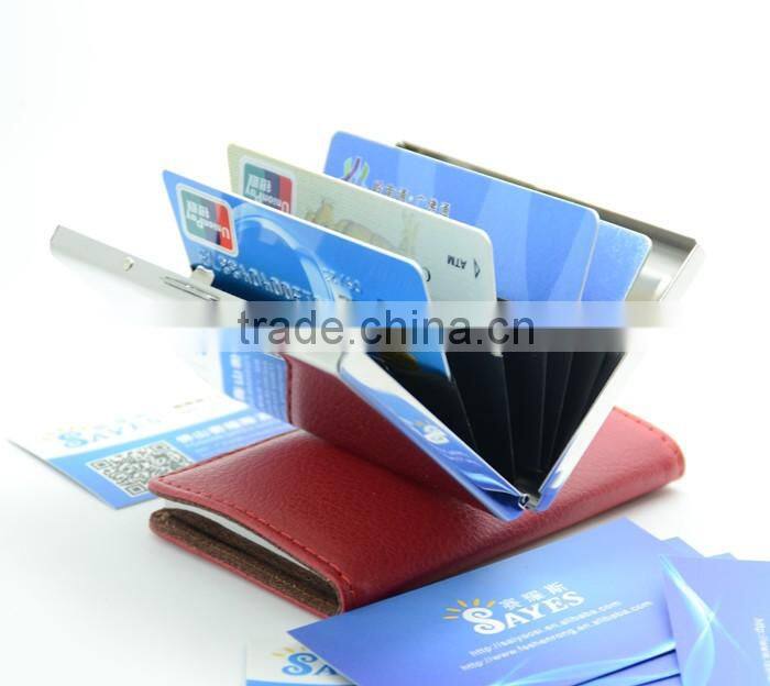 Vertical leather credit card case for business cards