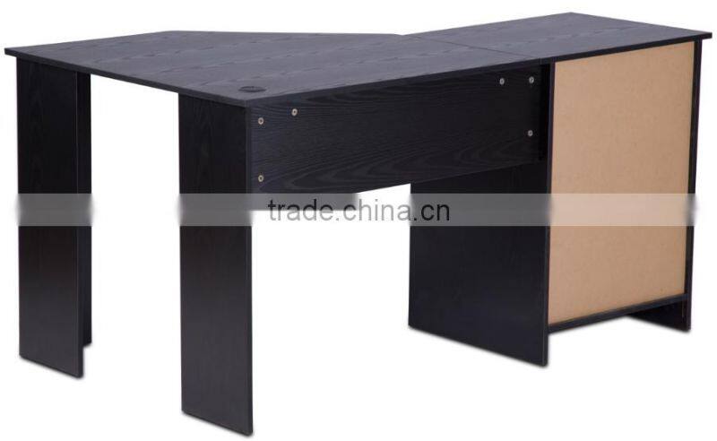 E1 Grade Partical Board L-shape Black Corner Computer Desk With Drawers